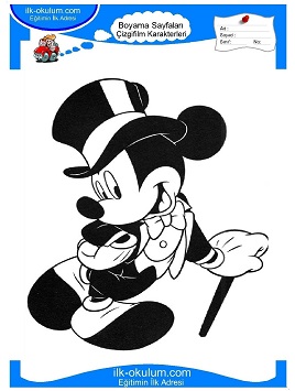 Çocuklar İçin Mickey Mouse Boyama Sayfaları 
